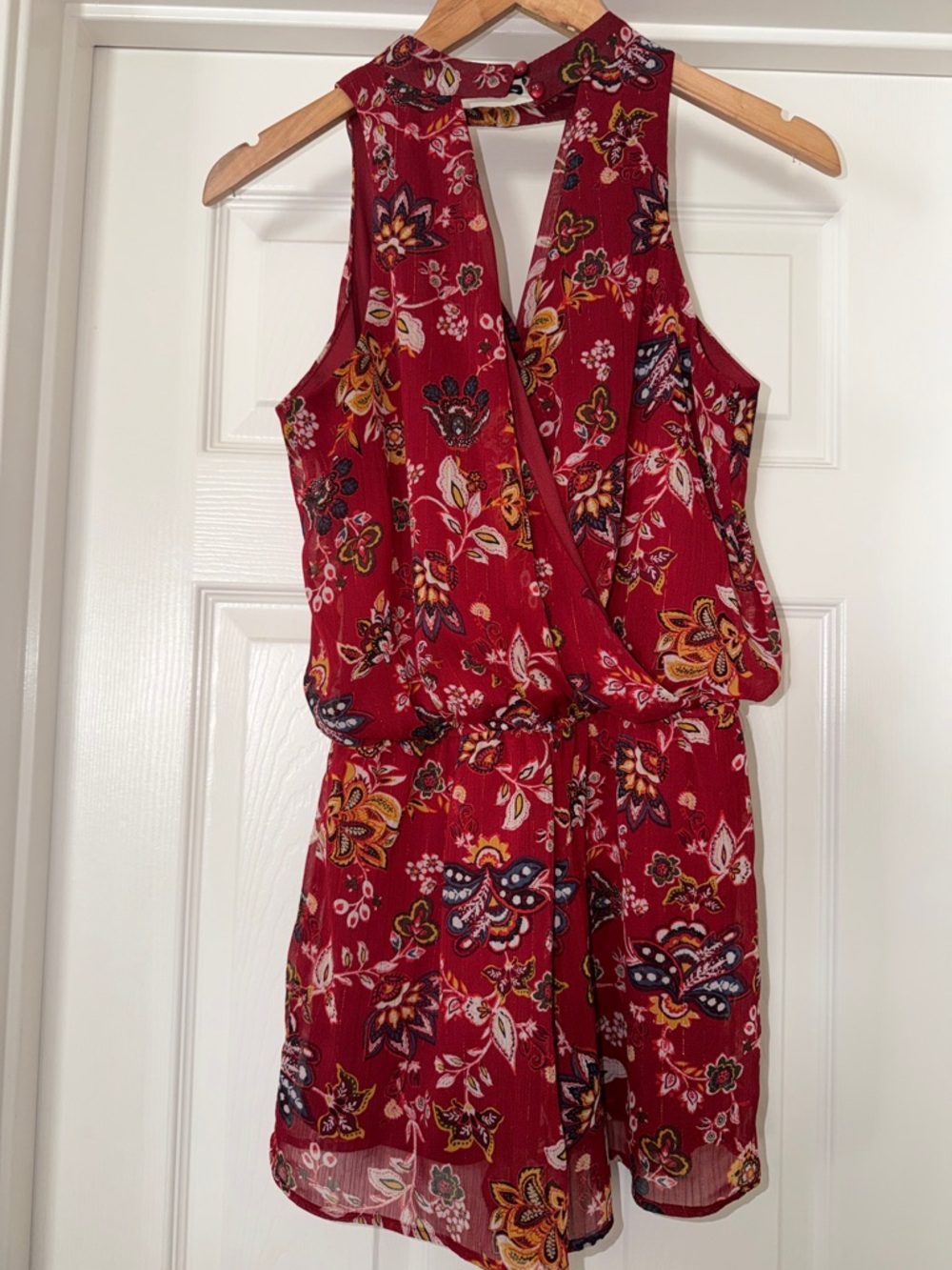BCX S Red Floral Halter Romper - Picture 3 of 4